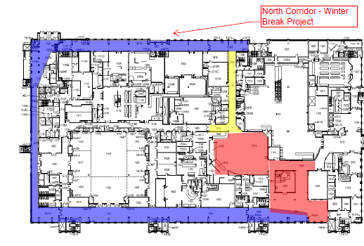 Construction in Leavey North Corridor