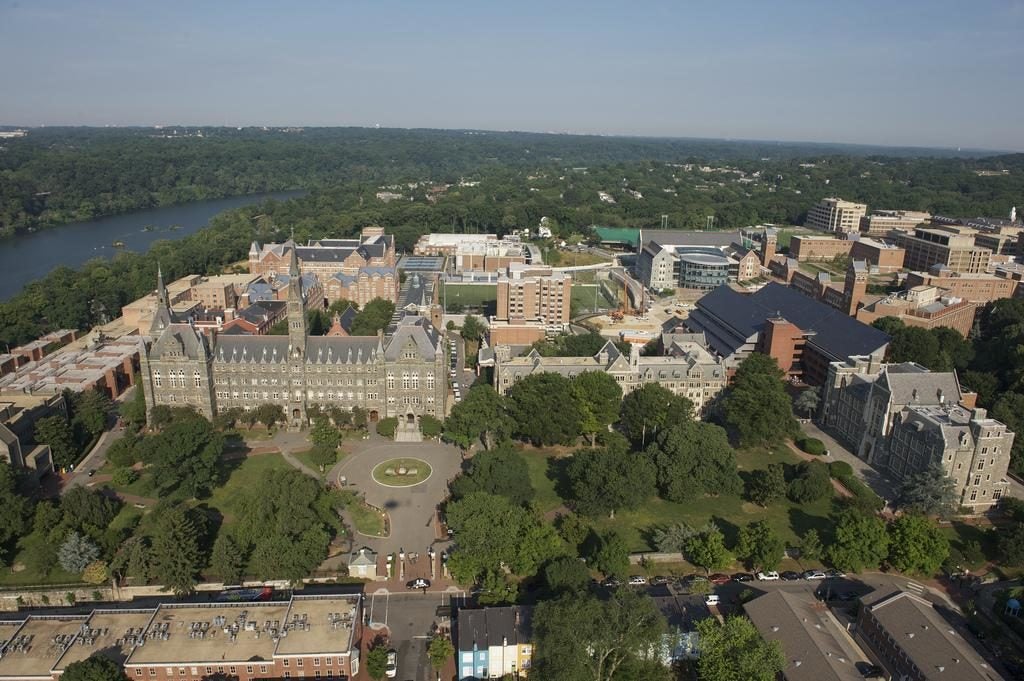 Aerial views of Georgetown University Hilltop Campus