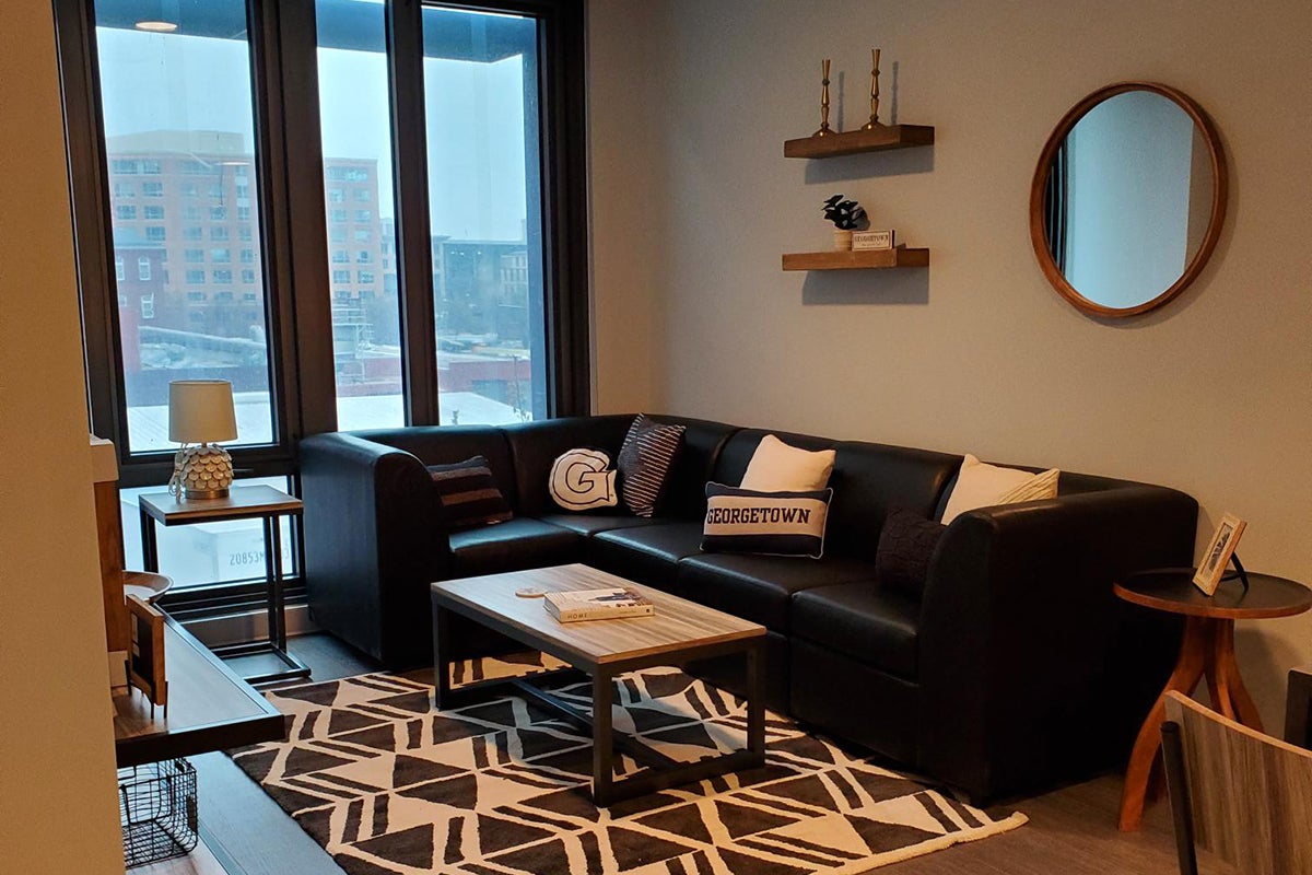 Interior living room with sofa and coffee table