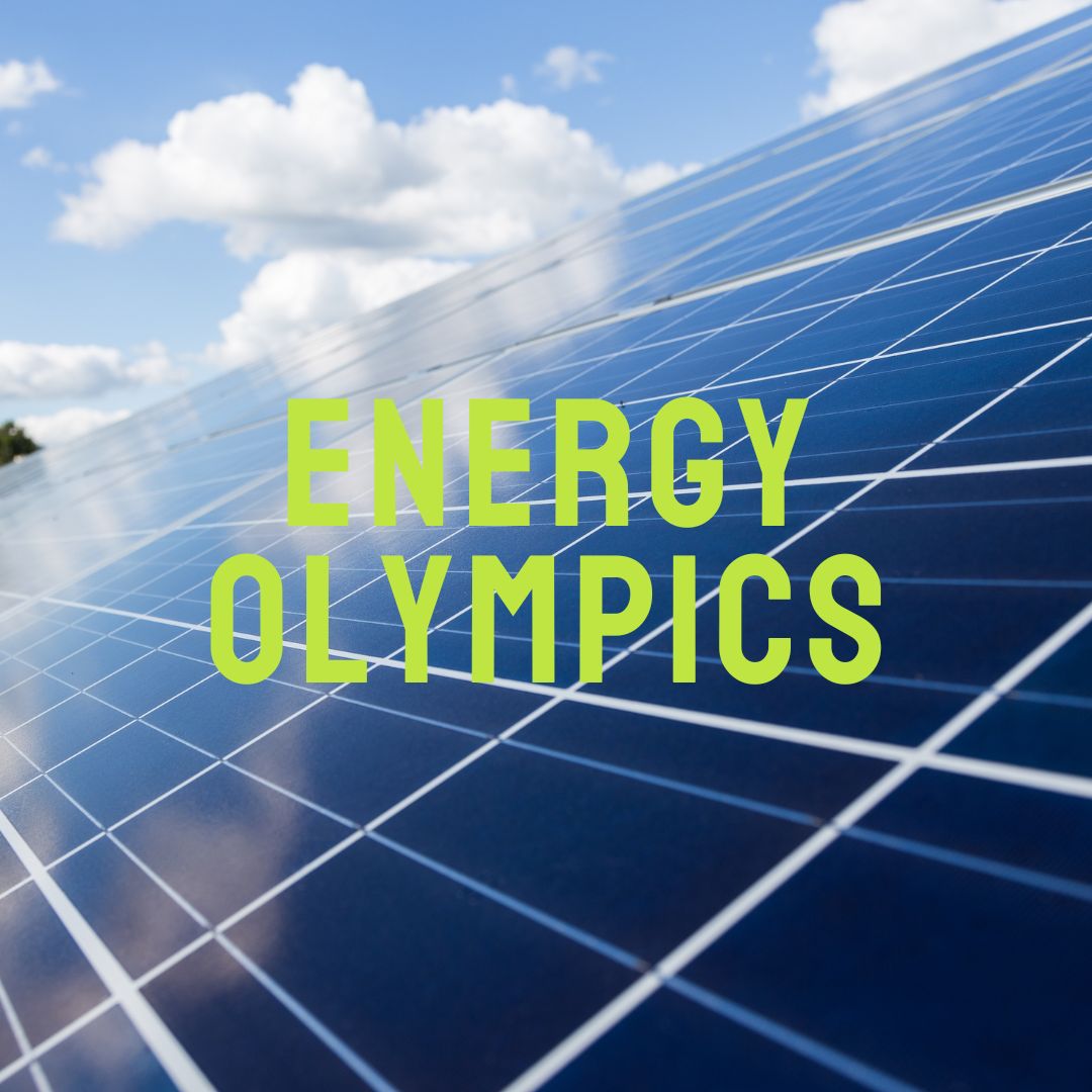 solar panel with energy olympics overlayed