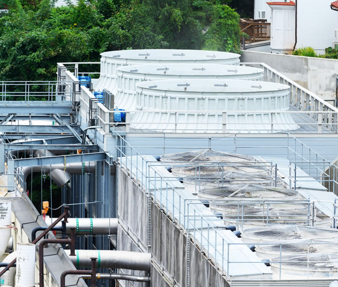 roof view of the heating and cooling plant