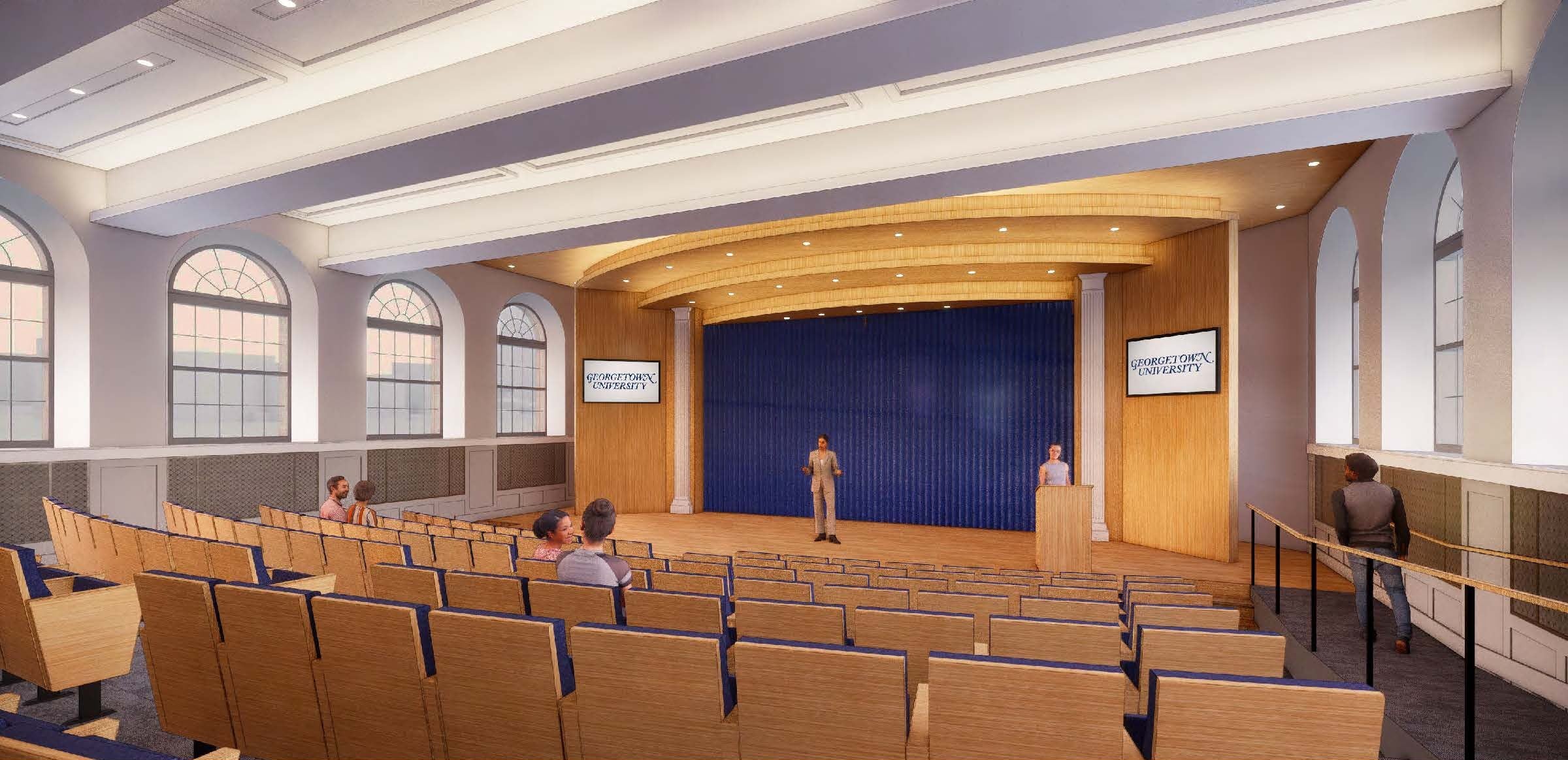 Digital rendering of the McNeir Auditorium space